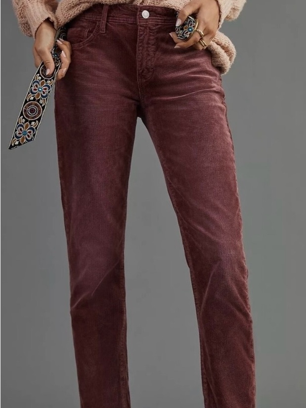 Pilcro| Anthropologie| Wine Straight-Leg ‘Boyfriend’ Soft Corduroy Jeans Sz 27